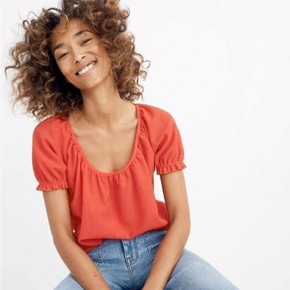 NWT Texture And Thread by Madewell Peasant Top Red L2939 XS